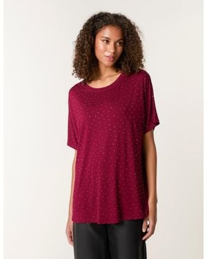Blue Vanilla Stud Detail Round Neck T-Shirt - Red