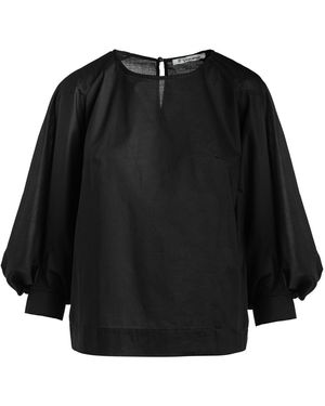 Conquista Top With Bishop Sleeves Cotton - Black