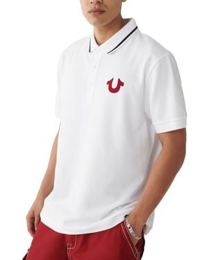 True Religion Polo Shirt Signature Horseshoe Pique Tee - White