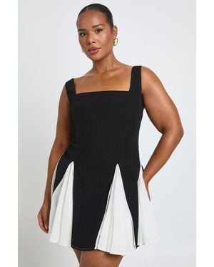 Boohoo Plus Godet Hem Mini Dress - Blue