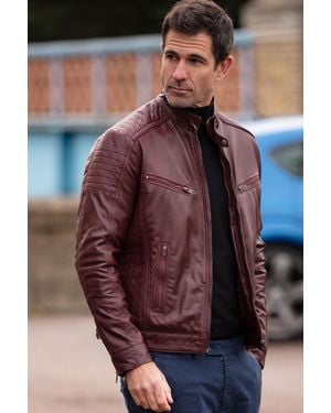 Ashwood Leather 'Vincenzo' Biker Jacket - Red