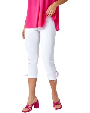Roman Elastic Waist Tie Hem Cropped Trousers - Red