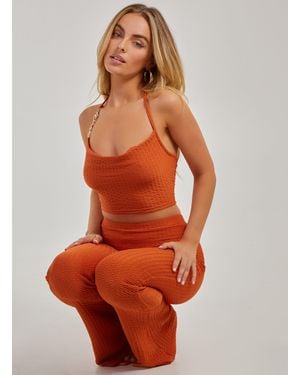 Pink Vanilla Waffle Chain Top - Orange