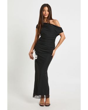 Boohoo Off The Shoulder Mesh Maxi Dress - Black