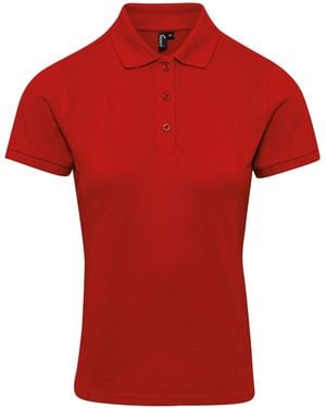 PREMIER Ladies Coolchecker Plus Piqu Polo With Coolplus - Red