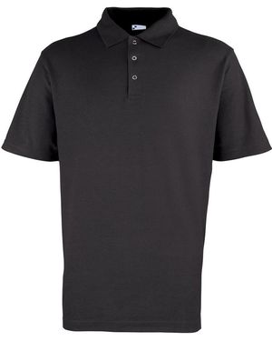 PREMIER Pique Stud Front Polo Shirt - Black