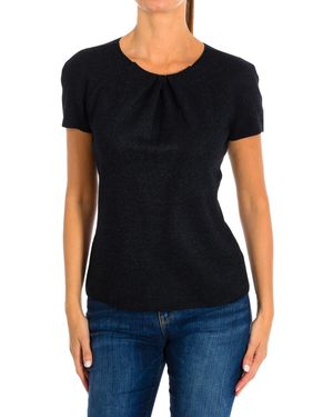 Emporio Armani Womenss Short Sleeve Round Neck Top 6Z2M6T2Jb6Z - Black