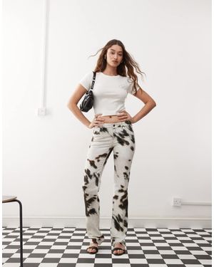 Weekday Low Waist Straight Leg Trousers - White