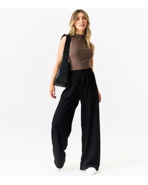 Gini London Textured Pull-On Trousers - Black