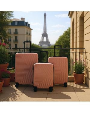 Infinity Leather Hardshell Suitcase Robust 8 Wheel Cabin Luggage Case Bag Set Abs - Green