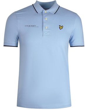 Lyle & Scott Co-Ordinates Print Tipped Collar Light Polo Shirt Cotton - Blue
