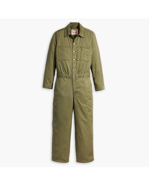 Levi's Levi's Iconic Collared Neck Long Sleeve Solid Patterned Jumpsuit - Green
