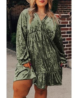 Azura Exchange Geribbelde Zoom Fluwelen Jurk - Groen