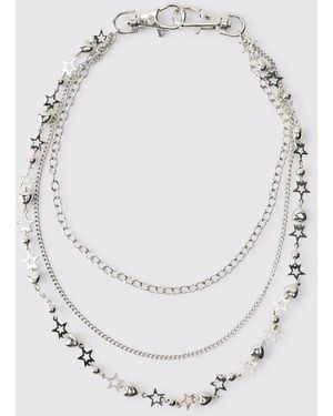 BoohooMAN Star Heart Jean Chain - White