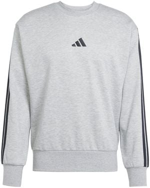 adidas Essentials 3 Stripes Fleece Sweatshirt - Grey