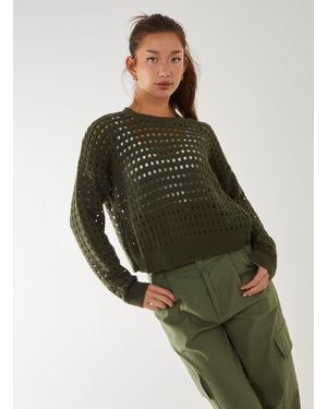 Pink Vanilla Crochet Knitted Sweatshirt - Green
