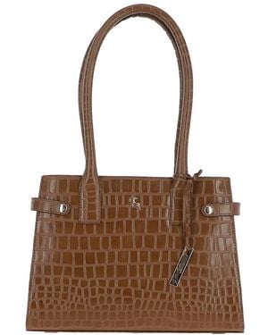 Ashwood Leather Two Section Croc Print Real Tote Bag - Brown