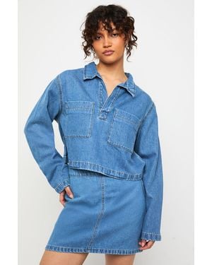 Boohoo Denim Pocket Detail Mini Skirt - Blue