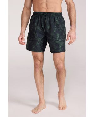 Mountain Warehouse 'Aruba' Printed Swim Shorts Drawstring Quick Drying Swimming Trunks - Blue