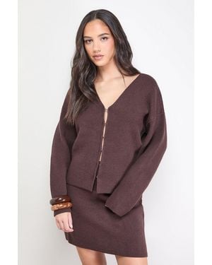 Oasis Edge To Button Down Cardigan - Purple