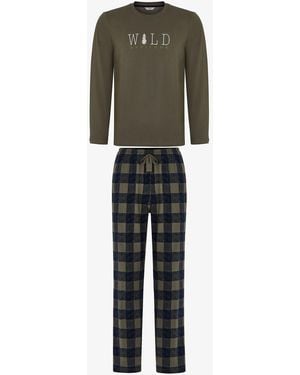 Penti Wild Attitude Plaid Long Sleeve Pyjama Set - Grey