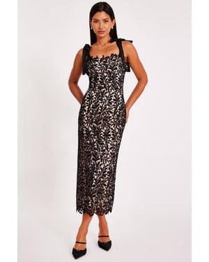 Quiz Crochet Lace Midi Dress - Black