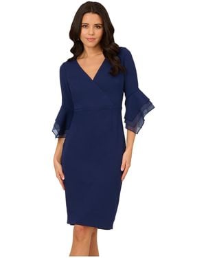 Adrianna Papell Crepe Combo Midi Dress - Blue