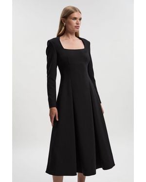 Karen Millen Compact Stretch Sweetheart Neckline Midi Dress - Black