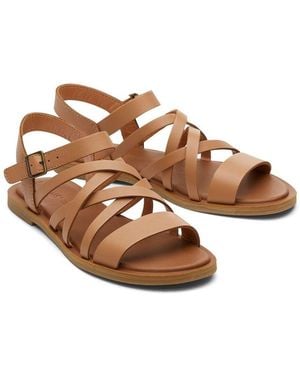 TOMS Sephina Leather Sandy Sandals - Brown