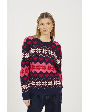 Brave Soul Fairisle Christmas Jumper - Red
