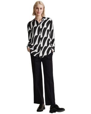 Street One Abstracte Print Lange Mouwen Blouse - Zwart