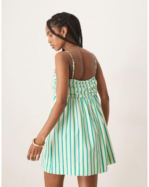 ASOS Ruched Bust Button Down Bandeau Mini Dress - Green