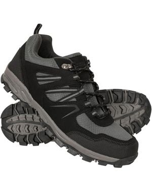 Mountain Warehouse 'Mcleod' Hiking Shoes Wide Fit Cushioned Breathable Lightweight Lace Up - Black