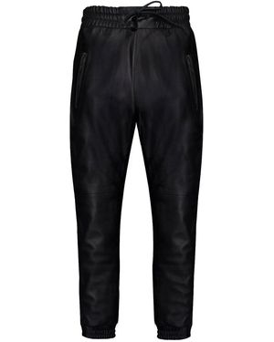 Infinity Leather Jogging Bottoms-Boston - Black