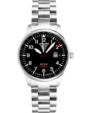 Junkers Original 6644M-2 Quartz Watch Classic Bauhaus Design Minimalist Dial With Date Display Sapphire Crystal - Metallic