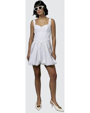 River Island Dress Premium Satin Bubble Hem Cotton - White