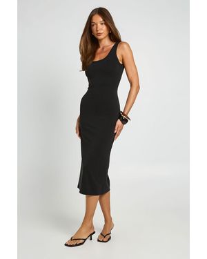 Boohoo Premium Super Soft Rib Scoop Neck Midi Dress - Black