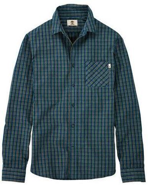 Timberland Poplin Long Sleeve Button Up Plaid Shirt A1Azf C14 Textile - Blue