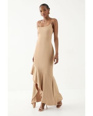 MissPap Square Neck Tie Back Bridesmaid Dress - Natural