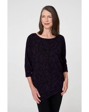 Izabel London Sparkly Knit Batwing Sleeve Tunic Top - Blue