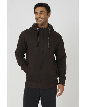 Brave Soul High Neck Zip Through Hoodie - Black