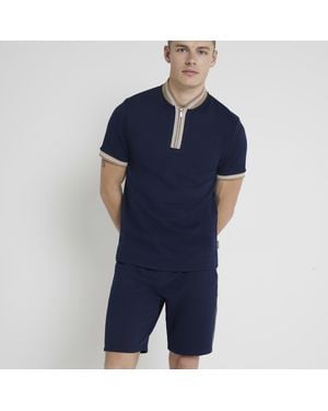 River Island Shorts Slim Fit Textured Material_Polyester - Blue