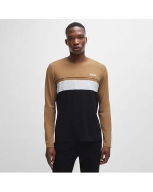 BOSS Long Sleeved Logo Print Pyjama T-Shirt - Black