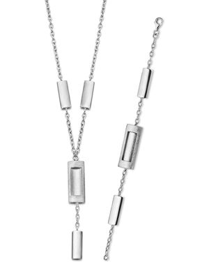 Orphelia 925 Sterling Set: Chain + Bracelet - White