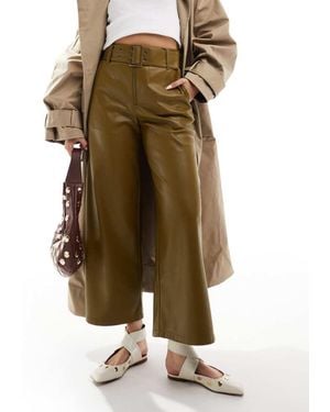 ASOS Faux Leather Belted Trouser - Green