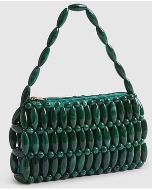 River Island Clutch Bag Bead Elements Zip Top Handle - Brown