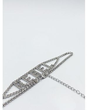 SVNX Rhinestone "Rebel' Diamonte Choker - White