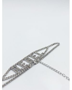 SVNX Rhinestone "Rebel' Diamonte Choker - White