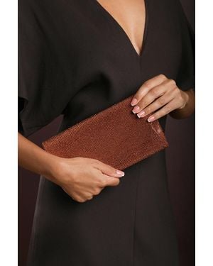 Where's That From 'Latte' Shimmering Textured Envelope Crossbody Bag With Chain - Black