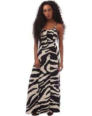ONLY Maxijurk Voor Met Spaghettibandjes Van Polyester Met Zebraprint – Nova Gigi Wit) - Zwart